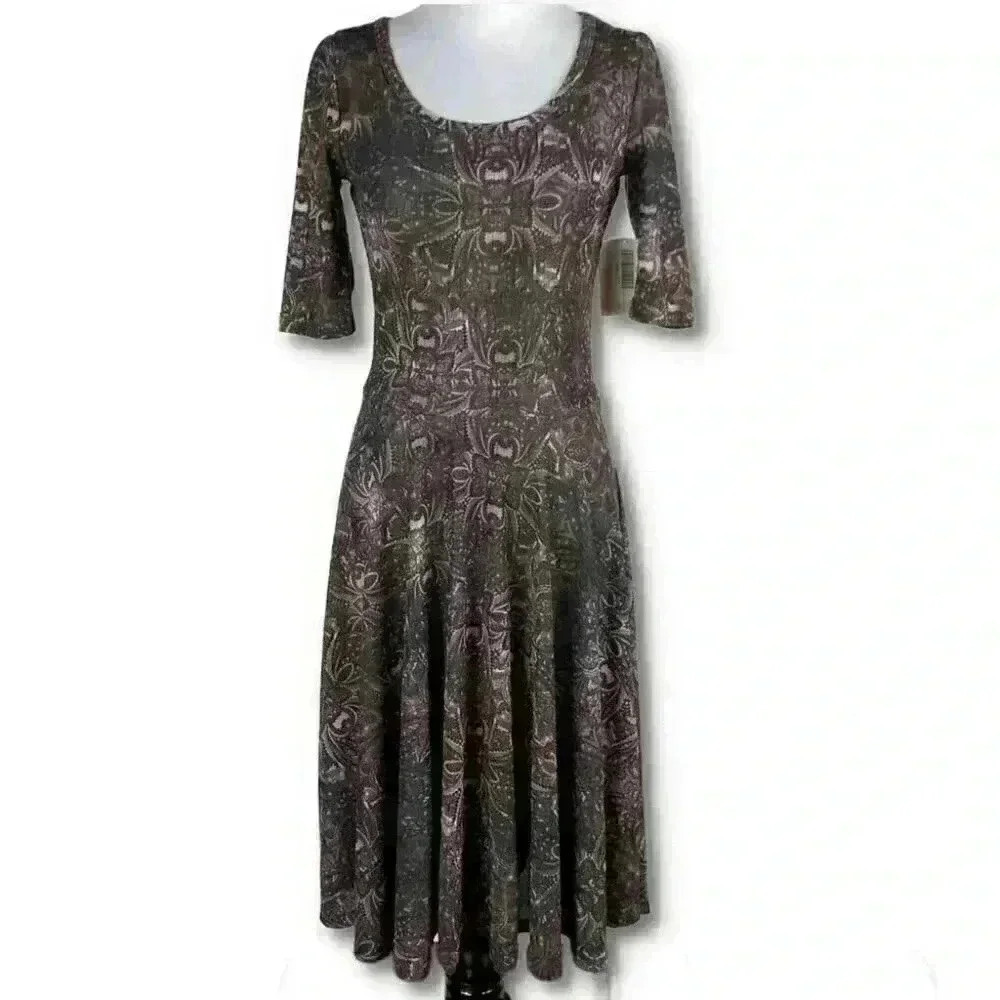 Lularoe Womens Nicole dress size S brown midi - Picture 13 of 13